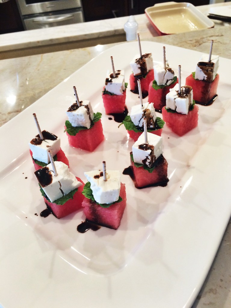 Watermelon Feta, Mint, Balsamic Reduction Bites