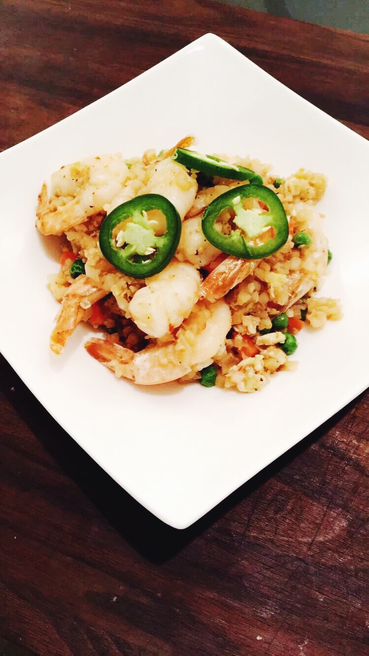 Paleo Shrimp 'Fried Rice' Cauliflower