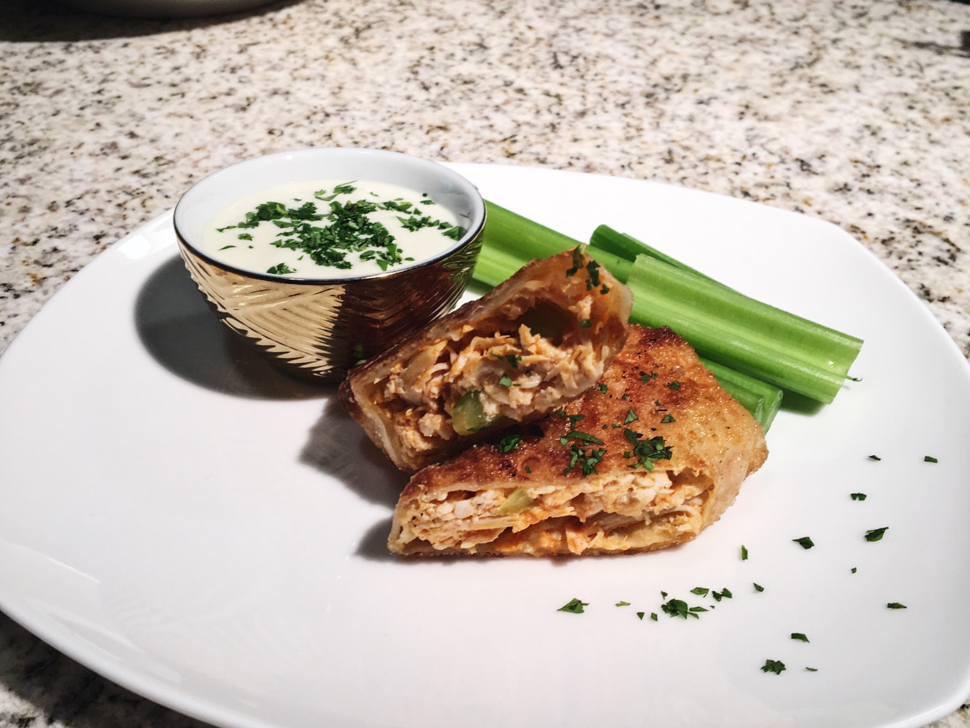 Crispy Buffalo Chicken Spring Rolls